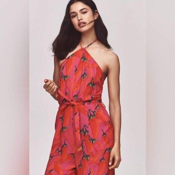 NWT Size S - Farm Rio x Anthropologie Halter Jumpsuit (NWT USD 178) - Picture 7 of 14